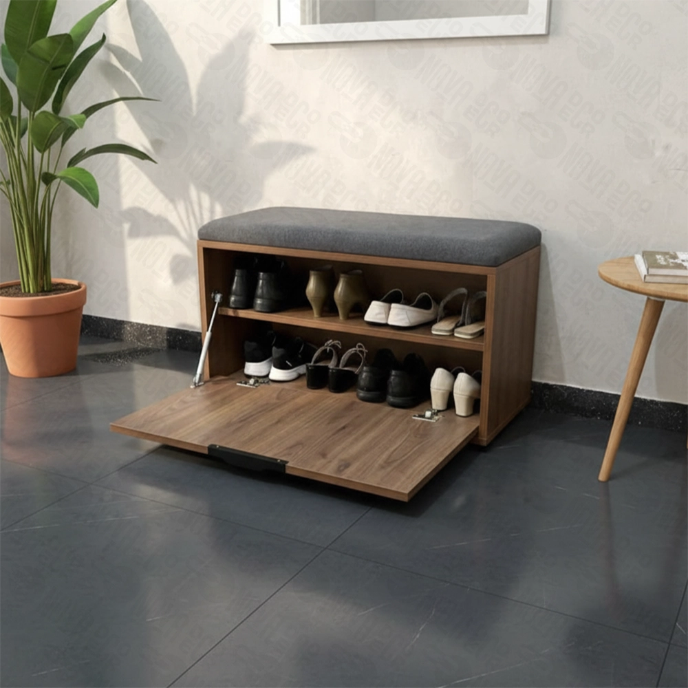 Banc à Chaussures Marron Design – Assise Rembourrée 2