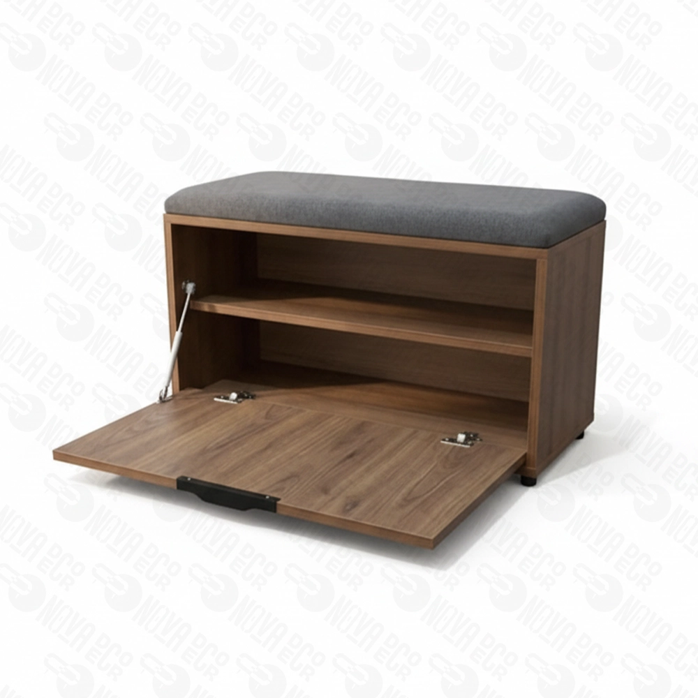 Banc à Chaussures Marron Design - Assise Rembourrée 4