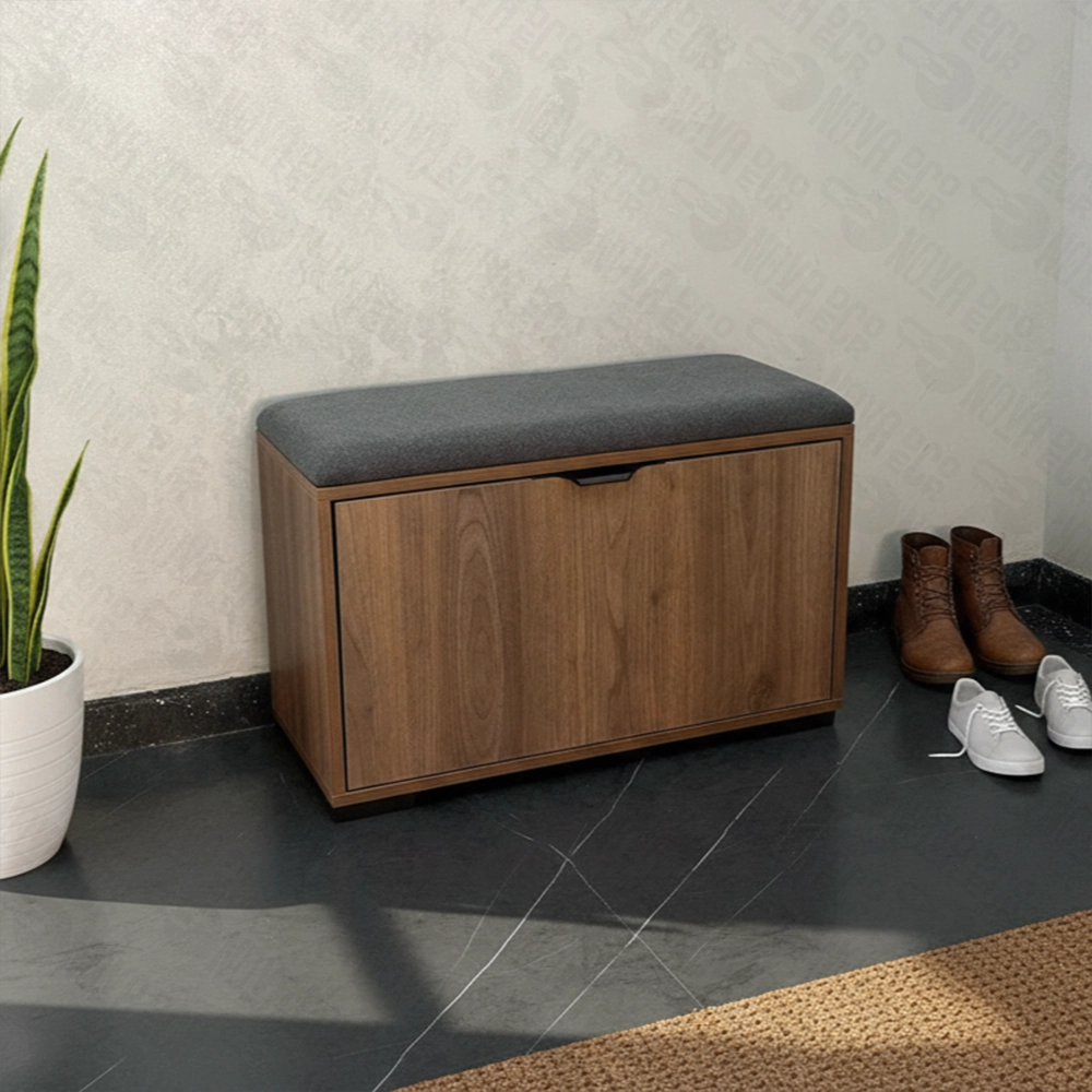 Banc à Chaussures Marron Design – Assise Rembourrée