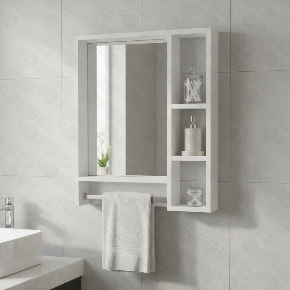 Miroir Salle de Bain Design avec Étagères Rangement 5